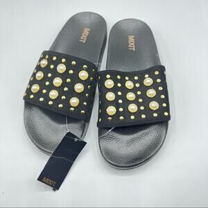 MixIt Womens Embellished Pearl Style Pool Slide Shoes Sz 7